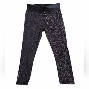 Nike Running DRI-FIT Womens sz S Black and Gray Printed Soft Strech 7/8 Leggings